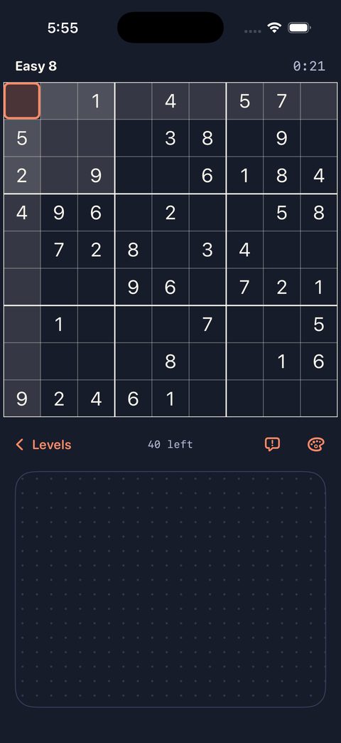 The Clarity theme in dark, with large white numbers on near black